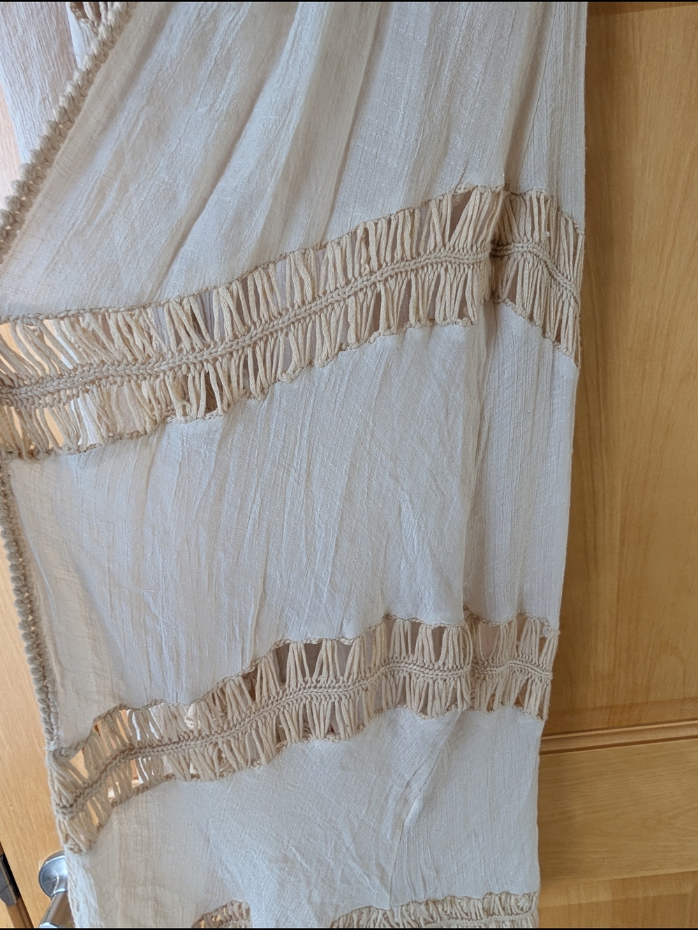 Dreamers Macramé Open Crochet Vest in Natural Cream - Picture 5 of 9